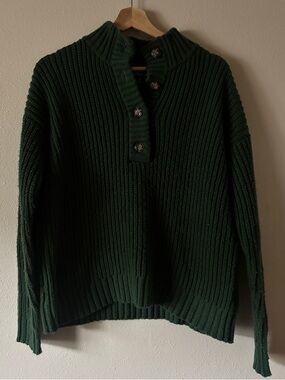 Toad&CO Moss Point Henley Sweater Green Size Small